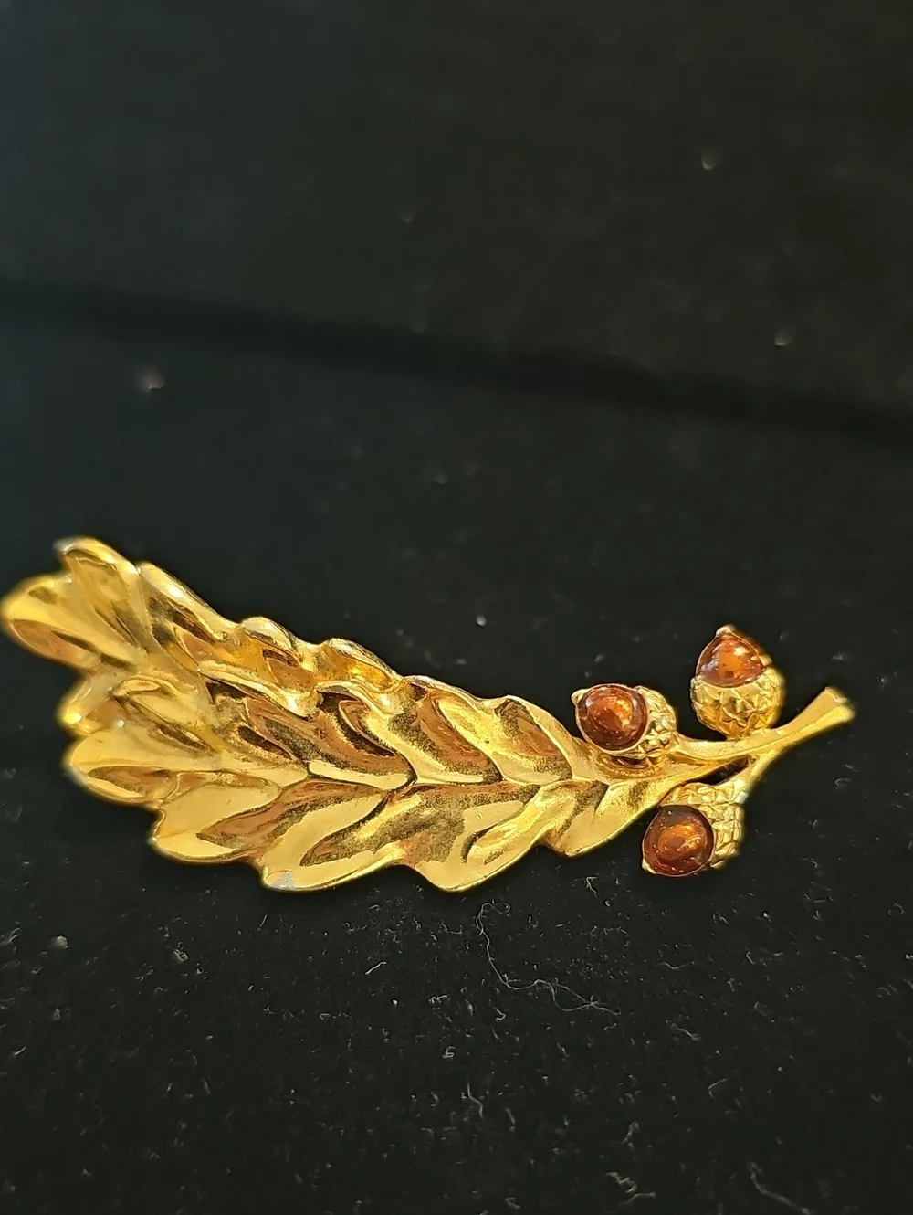 Gold Leaf Brooch with Amber Accents Anne Klein - Women Jewelry